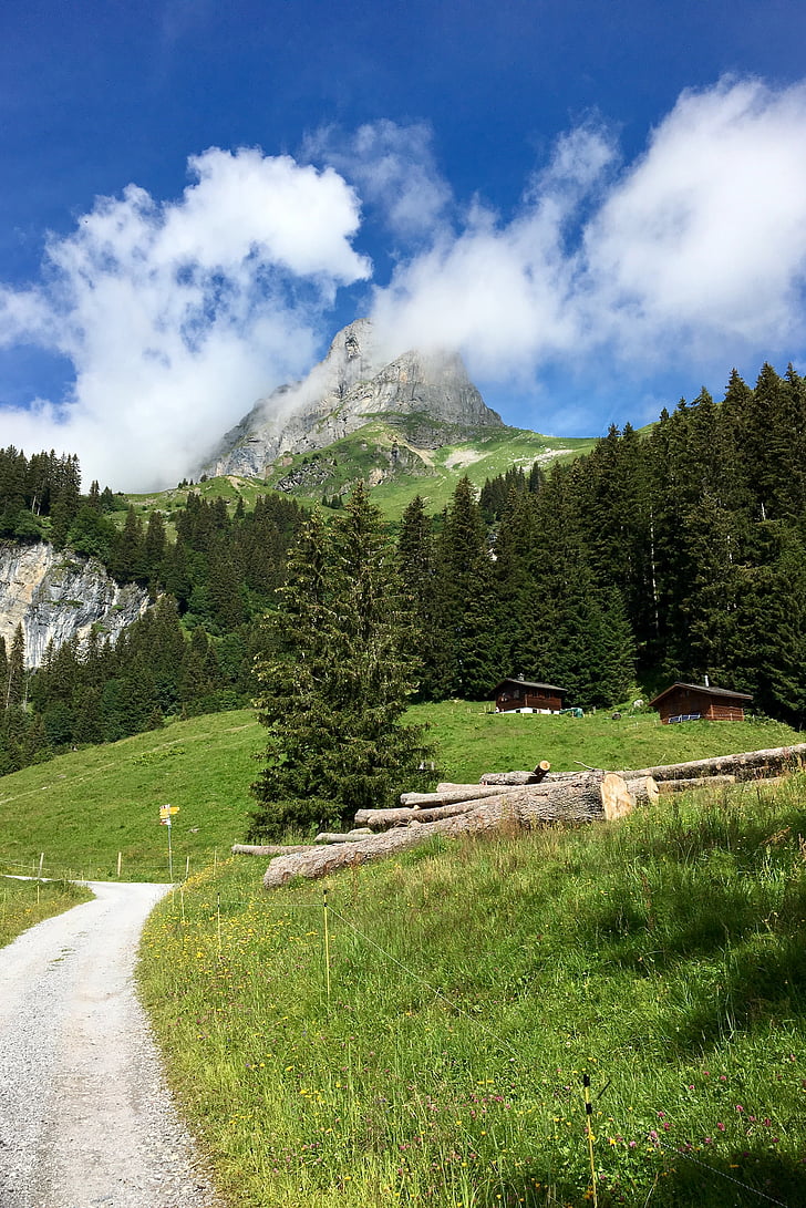 Mountain, oblaky, chodník, Príroda, Sky, Alpine, Glarus