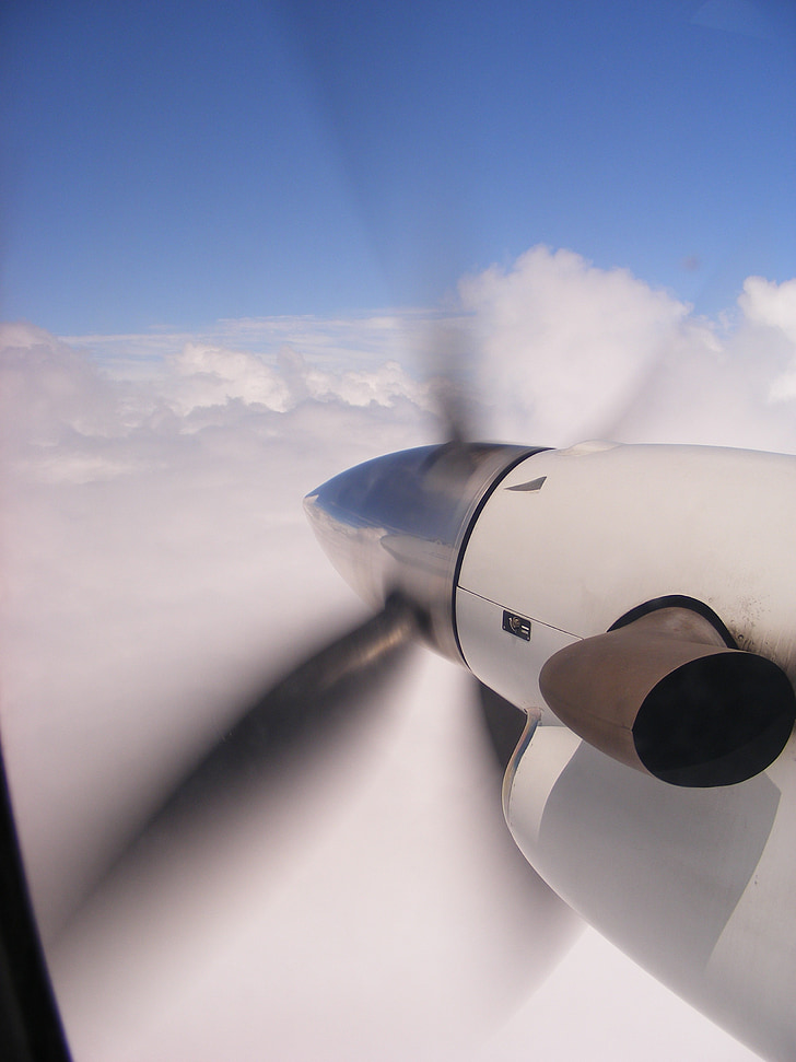 propeller, plan, moln, Sky, reflektioner, avgassystem, flygplan