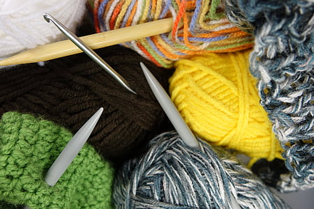 lã, da malha, cama de gato, mão de obra, agulhas de tricô, colorido, passatempo
