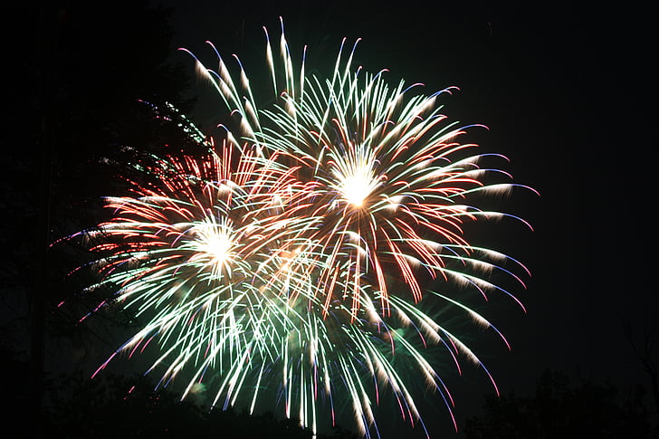 ден на независимостта, фойерверки, празник, 4 юли, Америка, експлозия, цветни