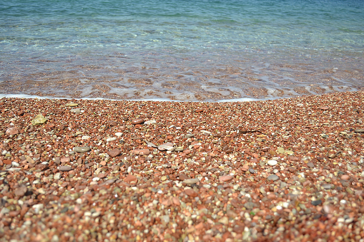 sea, beach, montenegro, pebbles, blue, sand, orange
