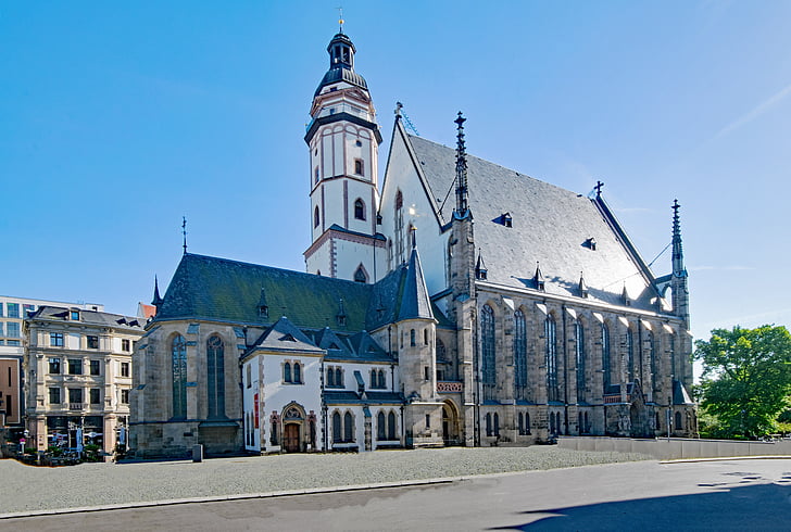Thoma kyrkan, Leipzig, Sachsen, Tyskland, arkitektur, platser av intresse, byggnad