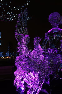 púrpura, violeta, oscuro, noche, hielo, escultura, hermosa