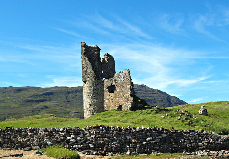 Zamek Ardvreck, Zamek, Szkocja, Ardvreck, starożytne, ruiny, historyczne