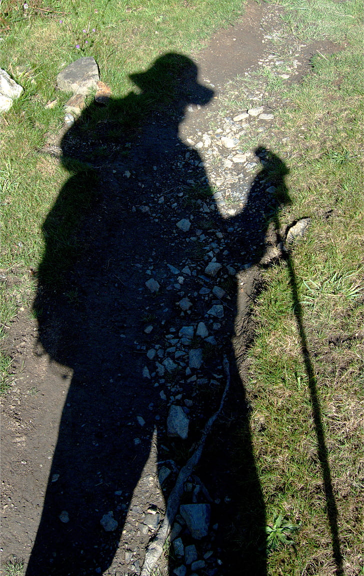 shadow, trek, trekker, walker, traveler, adventure, hiking