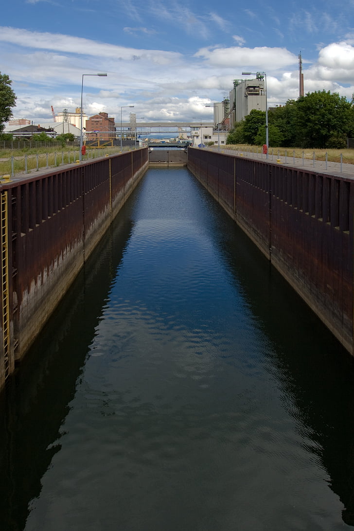 Rajna, Mannheim, kanal brana