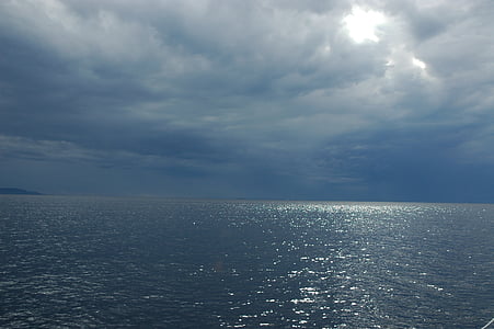 sea, thunderstorm, clouds, clouds form, weather mood, weather, mood