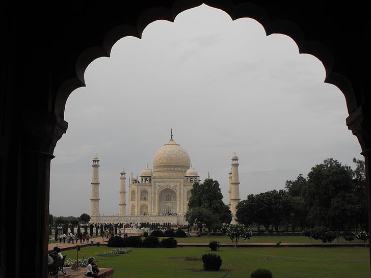 Taj mahal, l'Índia, Agra, Taj, minaret de la