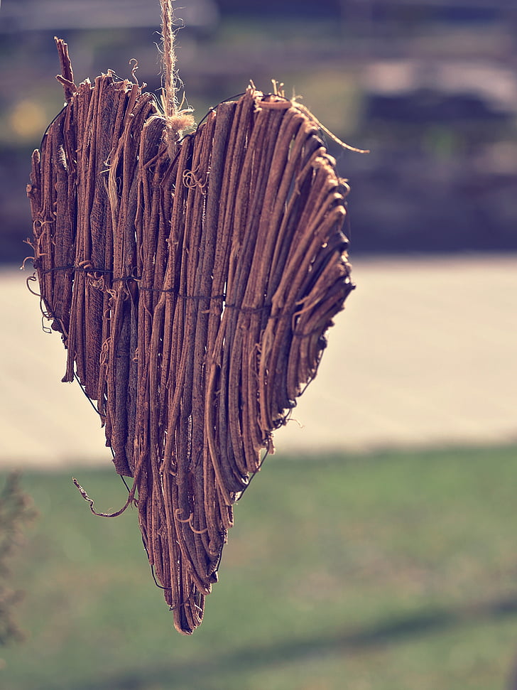 hart, houten hart, liefde, dekoherz, Deco, retro-look, Vintage