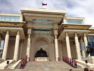 Ulaanbaatar, Mông Cổ, bầu trời xanh, chính phủ, Thành Cát Tư Hãn, lá cờ, Trung á