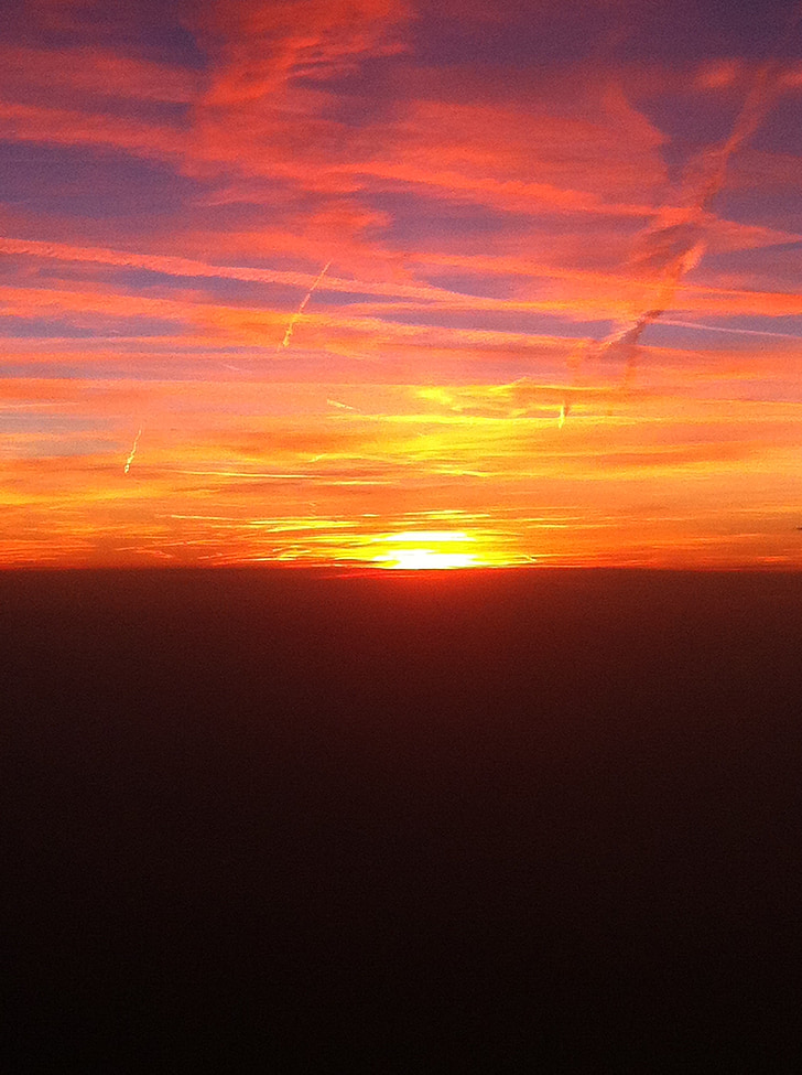 sunset, flying, aircraft, travel