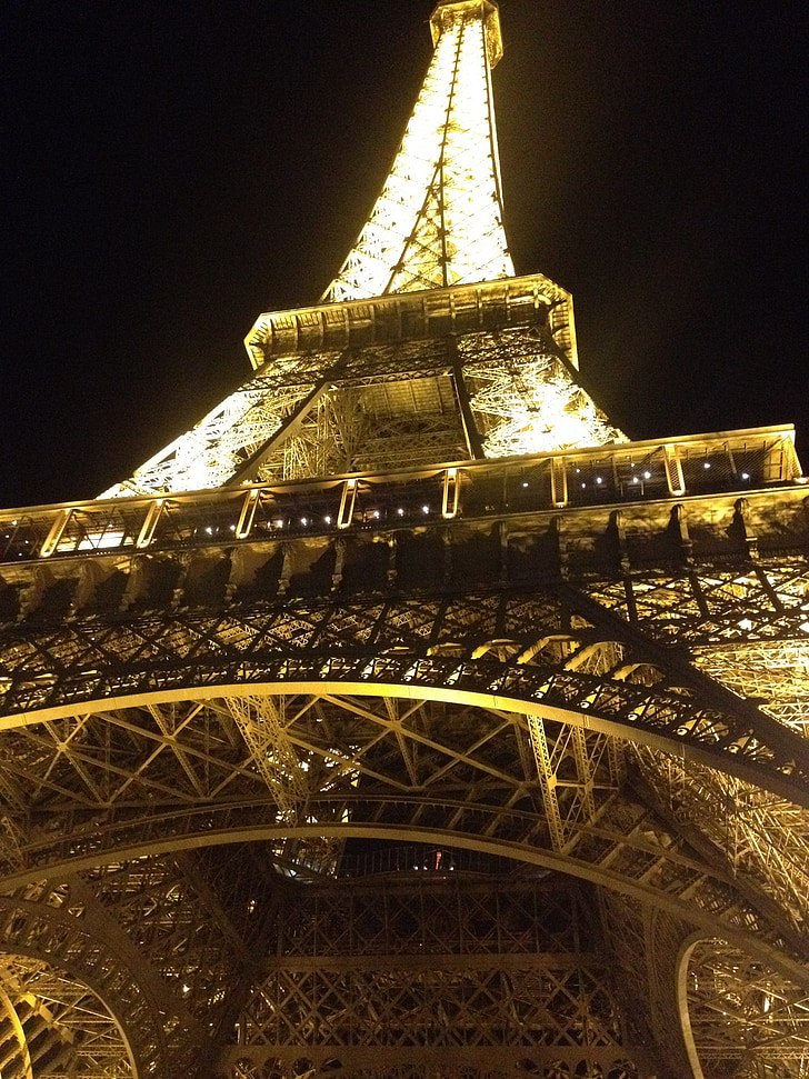 đêm, tháp Eiffel, đèn chiếu sáng, Seine, biểu tượng