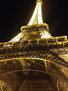 noche, Torre Eiffel, luces, Sena, símbolo