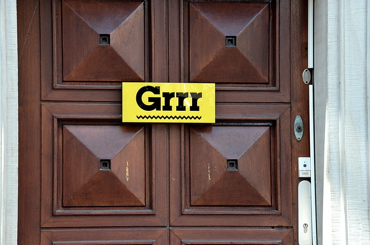 GRR, Emoticono, puerta, muestra de la puerta, gracioso, Mensaje, antiguo