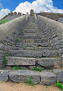 ősi, lépcsők, lépcső, erőd, India, indiai, építészet