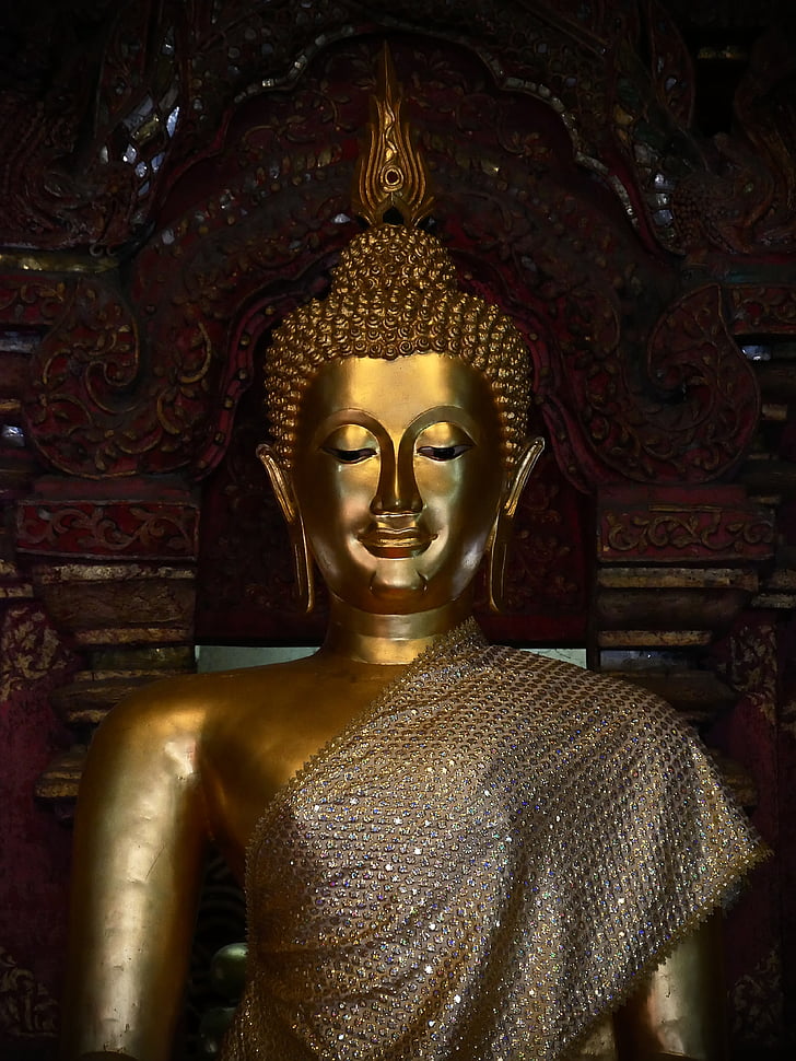 Buddha, vallás, szobor, buddhizmus, vallási, Thaiföld, arany