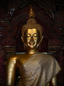 Buddha, religion, staty, buddhismen, religiösa, Thailand, guld