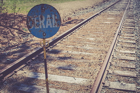 tren, ferrocarril de, pista, metal, signo de, descarrilar, viajes