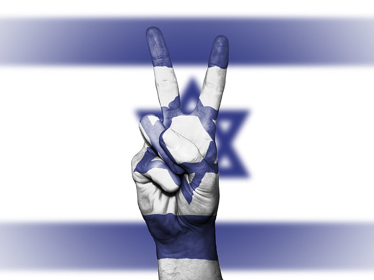 Israel, fred, hånd, nation, baggrund, banner, farver