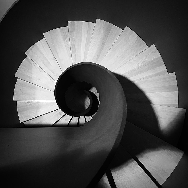 stairs, black and white, architecture, gradually, spiral staircase, stair step, modern