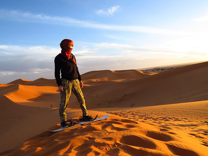 Marocko, Algeriet, öken, sand dunes, sandboarding, Afrika, land