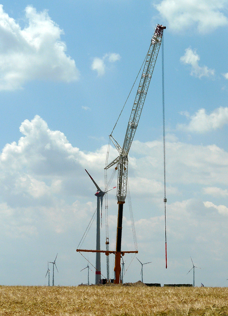 technologie, turbine de vent, installation de site de construction, énergie éolienne