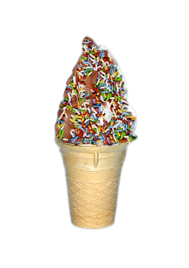 mīksta saldējuma, krējuma soma, ledus, saldējums, saldēti, streusel