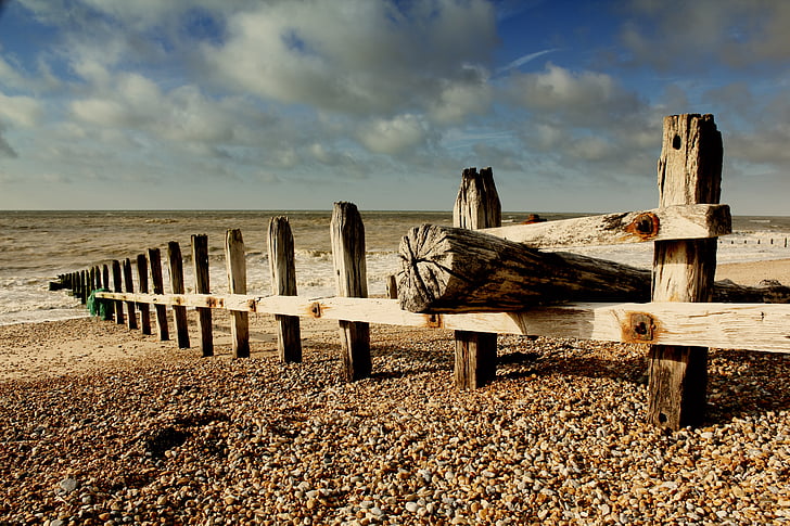 seigle, Sussex, plage, mer, rive, sable, l’Angleterre