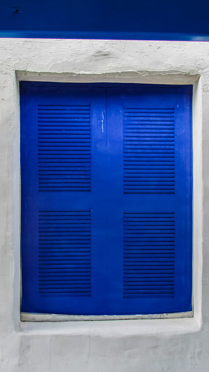 finestra, blau, blanc, color