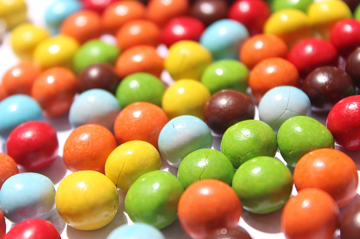 Candy, pähkinät, suklaa, marmori, vihreä, sininen, värikäs