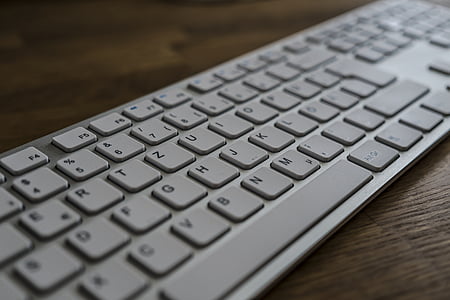 клавиатура, компютър, ключове, входно устройство, бяло, писма, хардуер