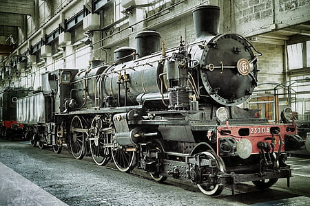 industrin, järnväg, Station, tåg, fordon, Vintage, järnvägsspår