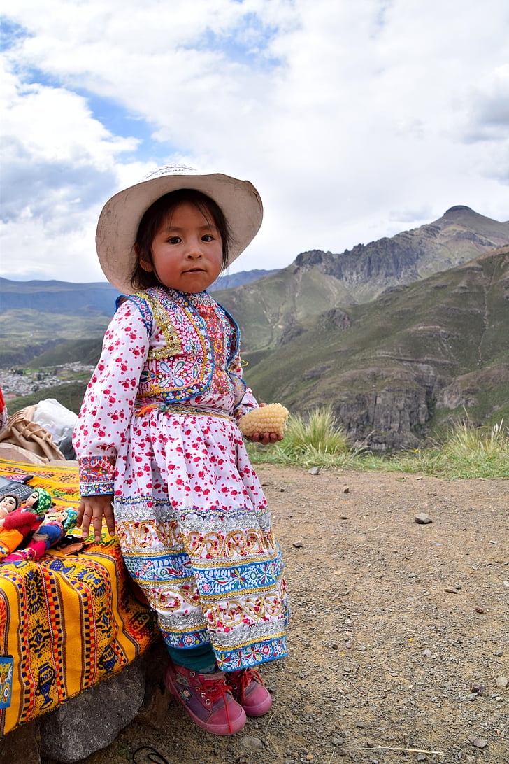 Peru, kind, hoed