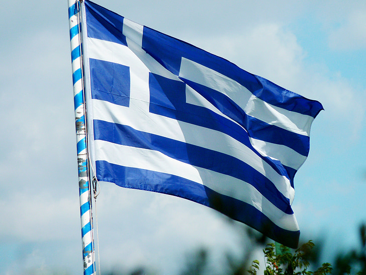 bendera, Yunani, Yunani, Eropa, biru, Yunani, grexit