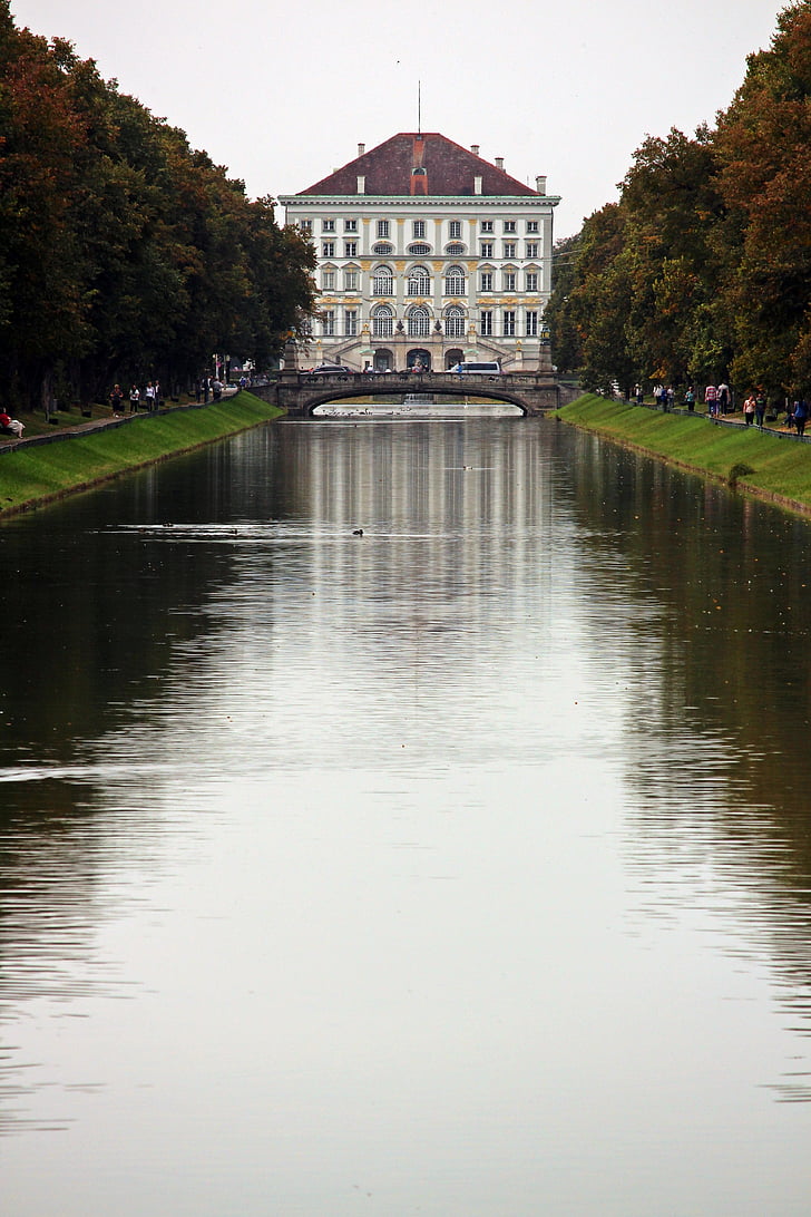 Danau, Castle, Schlossgarten, Munich, Tujuan Wisata, arsitektur, refleksi