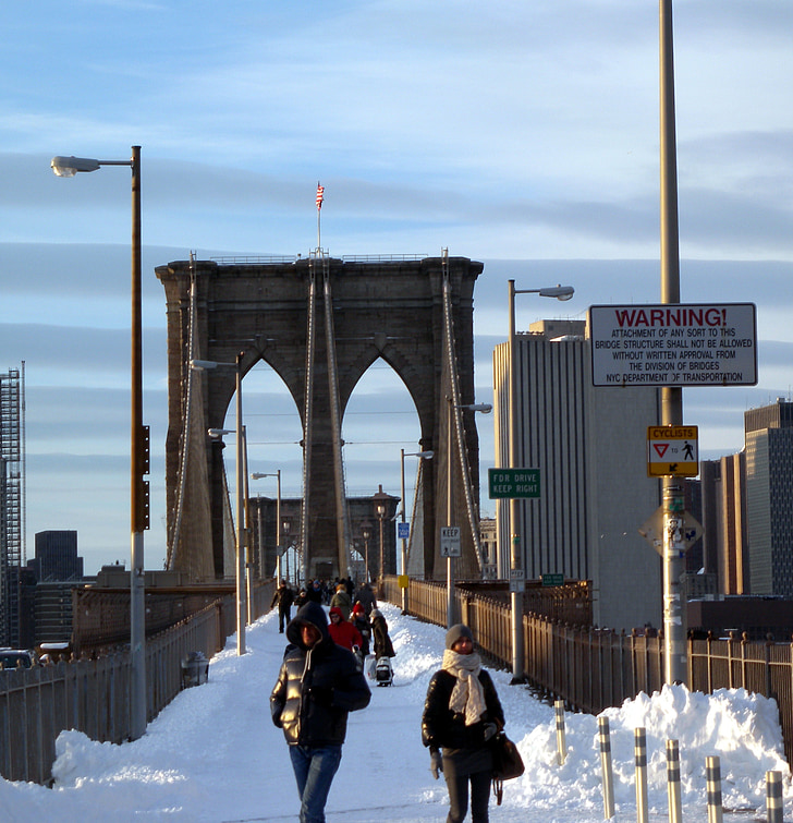 brooklyn bridge, new york city, urban, landmark, famous, historical, people