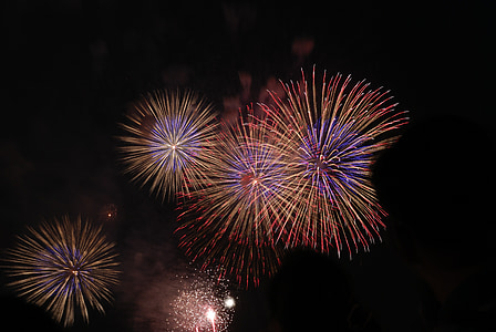 fuochi d'artificio, bianco, rosso, luce, Colore, nuovo anno lunare, bella