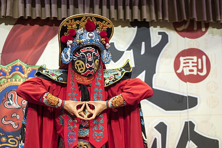 Kineska opera, maska, kostim, tradicionalni, kultura, Kina, Sichuan
