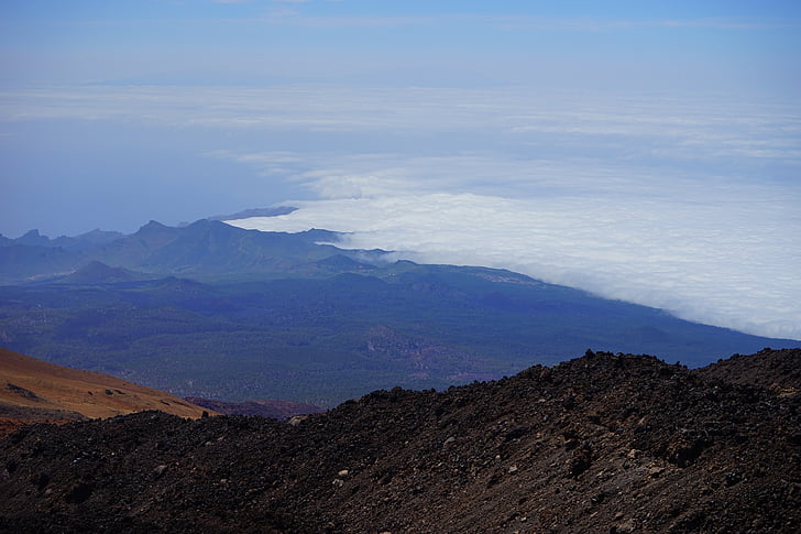 Tenerife, Outlook, dobrý výhľad, prognostické, hmla, oblaky, more hmly