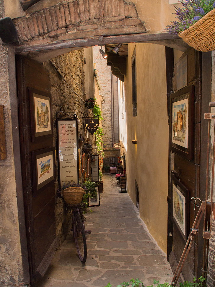 Cortona, Alley, frames, Italië