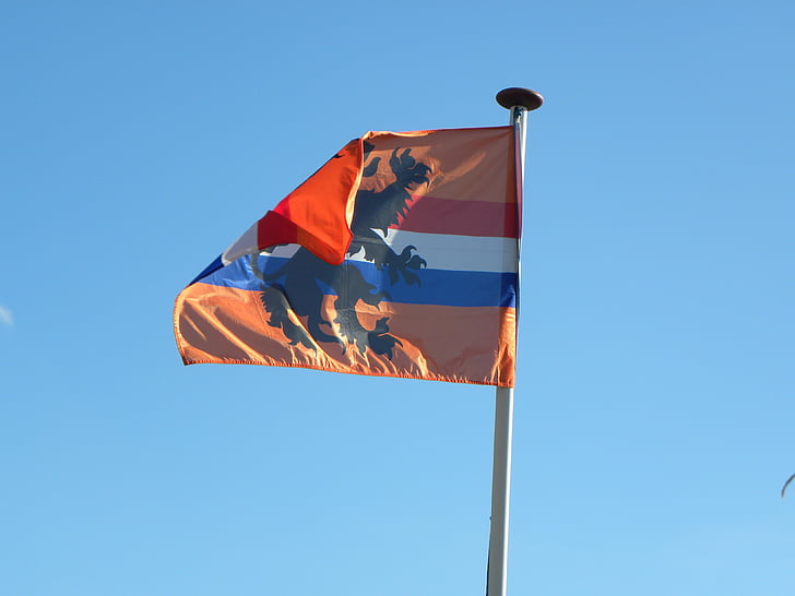 флаг, Голландия, оранжевый, Нидерланды, развевающийся флаг, Ветер