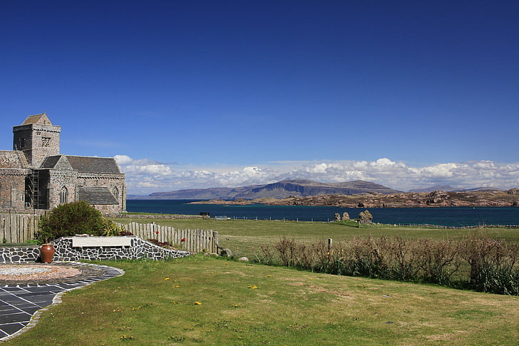 iona, abbey, scotland, landscape, day, sunny, view