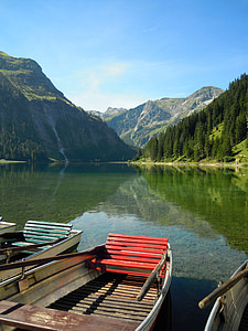 natureza, vilsalpsee, Áustria, tannheimertal, água, paisagem, montanha