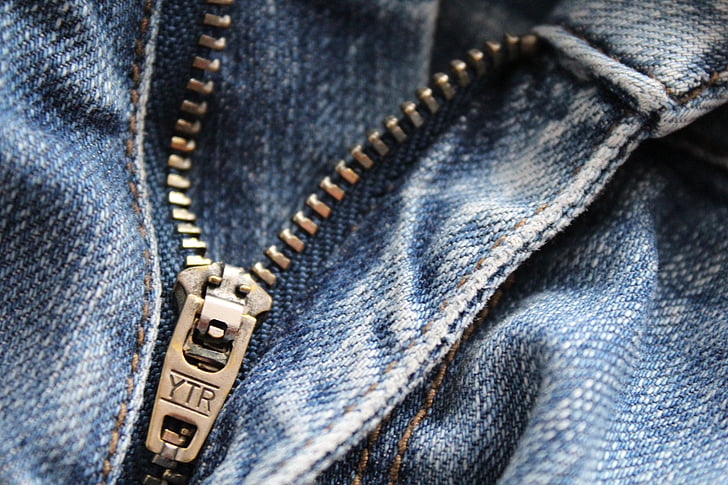 zip, jeans, tøj, lukke, metal, mode, bukser