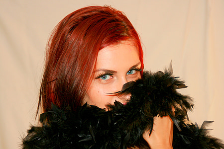 girl, seduction, red hair, blue eyes, beauty