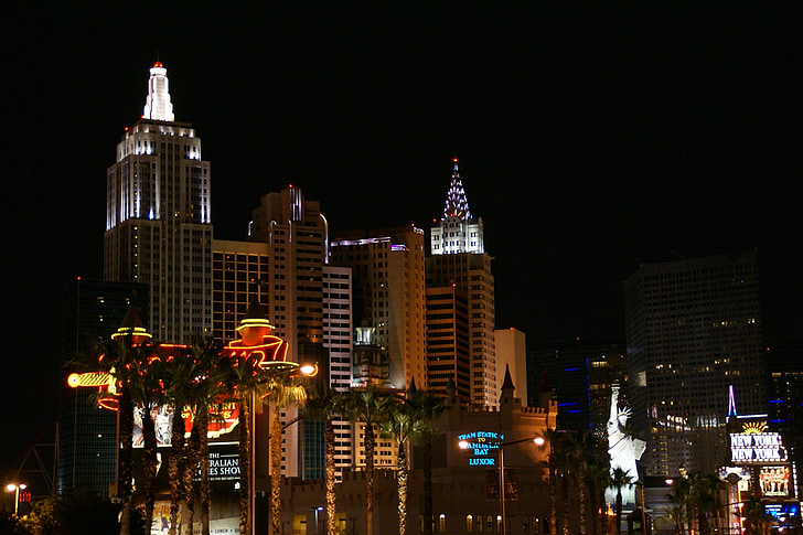 hotel new york, las vegas, Nevada, Stany Zjednoczone Ameryki, noc, kasyno, gry hazardowe