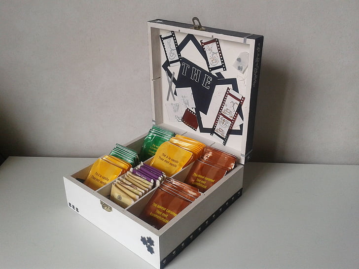 Box, te, färger, Box - behållare