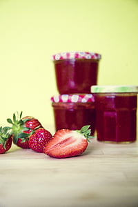 strawberry, jars, Strawberries, Jam, Glass, Cook, Spread
