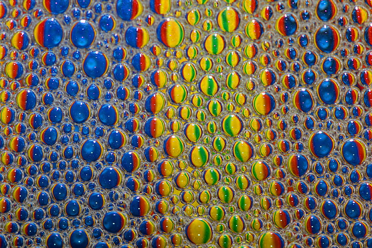 abstract, water, reflection, colours, bubbles, art, artistic