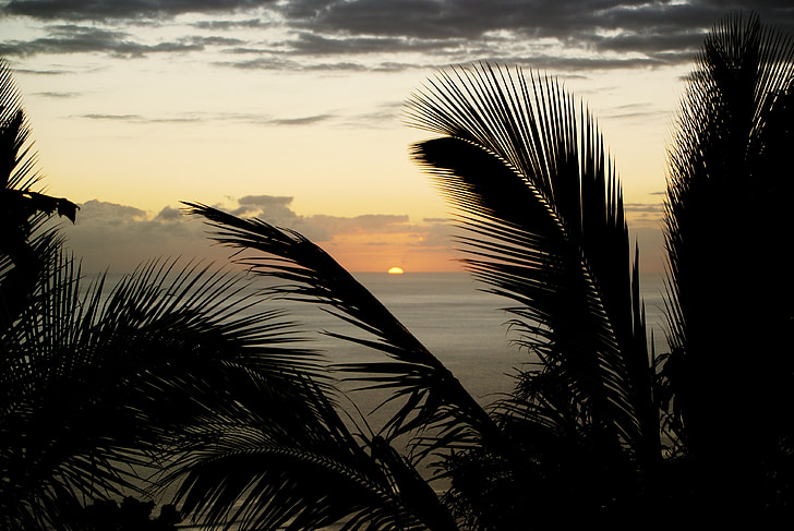 reunion island, sunset, cloud, evening, inflamed, sun, ocean